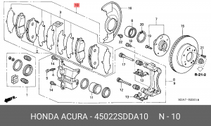 Комплект тормозных колодок, диско 45022SDDA10 HONDA