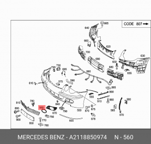 Накладка бампера A2118850974 MERCEDES BENZ