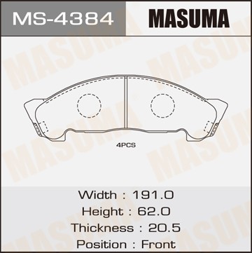 Колодки тормозные дисковые MS4384 MASUMA