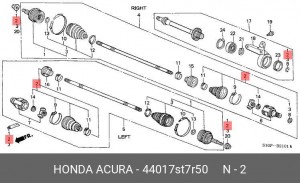 Комплект пылника, приводной вал 44017-ST7-R50 HONDA