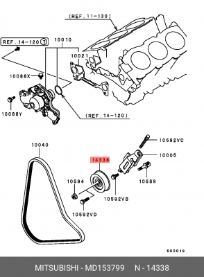 Натяжитель ремня приводного в сборе MD153799 MITSUBISHI