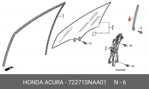 Направляющая стекла двери 72271SNAA01 HONDA