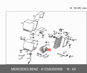 Электродвигатель, вентиляция салона A1268300008 MERCEDES BENZ
