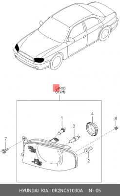 Фара головного света 0K2NC51030A MOBIS