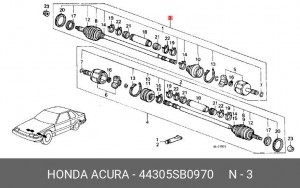 Шарнирный комплект, приводной вал 44305SB0970 HONDA