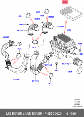 Воздушный фильтр PHE500020 LAND ROVER