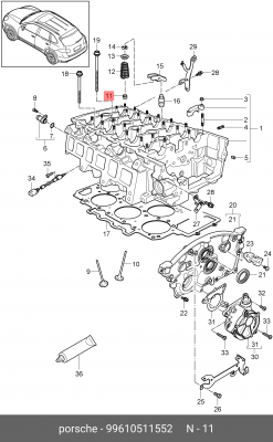Уплотнительное кольцо, стержень кла 99610511552 PORSCHE