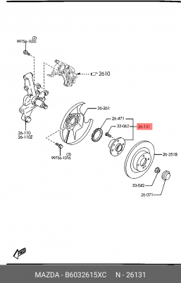 Комплект подшипника ступицы колеса B6032615XC MAZDA