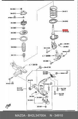 Амортизатор подвески BH2L34700A MAZDA
