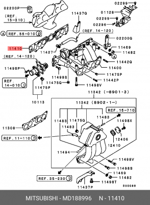 Прокладка, впускной коллектор MD188996 MITSUBISHI