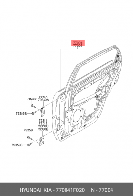 Дверь задняя 770041F020 HYUNDAI KIA