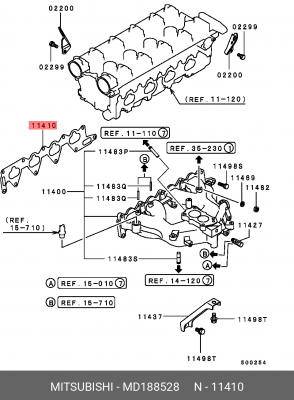 Прокладка впускного коллектора MD188528 MITSUBISHI