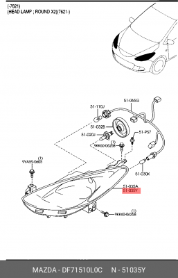 Фара головного света DF71510L0C MAZDA