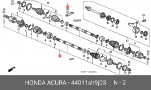 Шарнирный комплект, приводной вал 44011SH9J03 HONDA