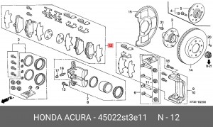 Комплект тормозных колодок, диско 45022ST3E11 HONDA