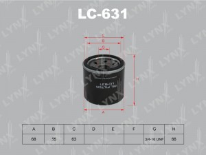 Фильтр масляный двигателя LC-631 LYNXAUTO