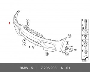 Бампер передний 51 11 7 205 908 BMW
