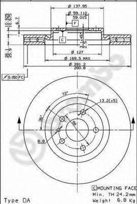 Тормозной диск 09.5180.10 BREMBO