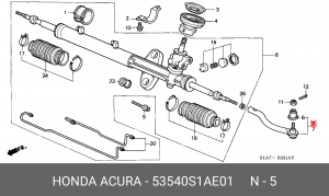 Наконечник поперечной рулевой тяги 53540S1AE01 HONDA