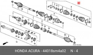 Комплект пылника, приводной вал 44018-SM4-A02 HONDA