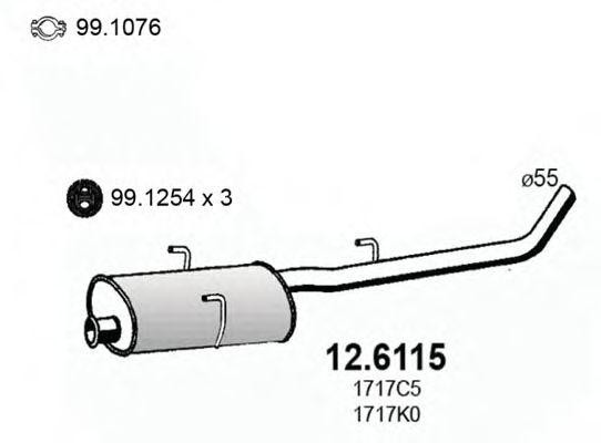 Средний глушитель выхлопных газов 126115 ASSO