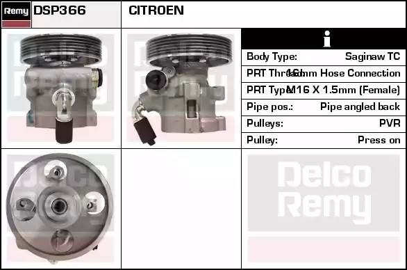 Гидравлический насос, рулевое управление DSP366 DELCO REMY