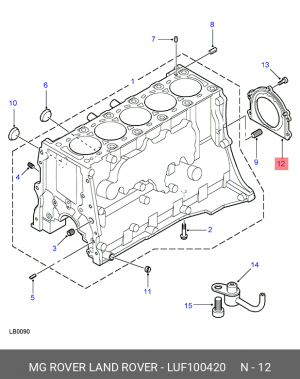 Уплотняющее кольцо, коленчатый вал LUF100420 LAND ROVER