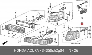 Фонарь указателя поворота 34350SH2G04 HONDA