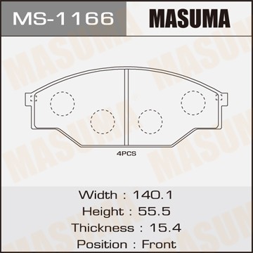 Колодки тормозные дисковые MS1166 MASUMA