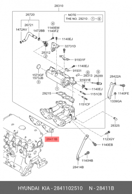 Прокладка впускного коллектора 2841102510 HYUNDAI KIA