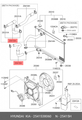 Шланг радиатора 25415-38060 HYUNDAI KIA