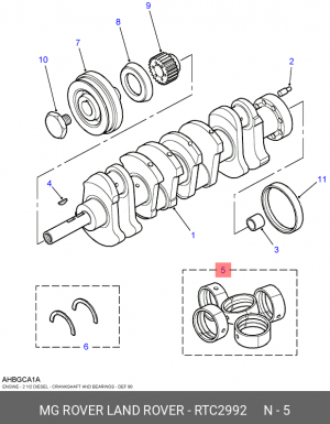 Подшипник коленвала RTC2992 LAND ROVER