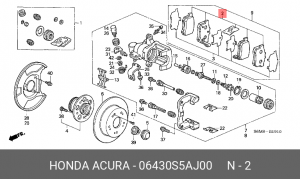 Комплект тормозных колодок, диско 06430-S5A-J00 HONDA