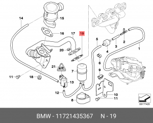 Прокладка, клапан возврата ОГ 11 72 1 435 367 BMW