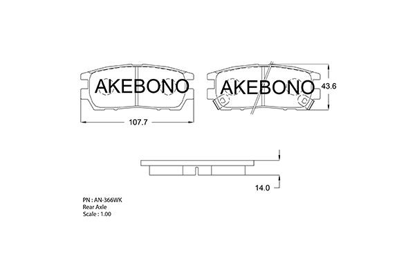 Колодки тормозные дисковые AN366WK AKEBONO