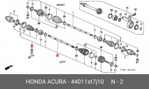 Шарнирный комплект, приводной вал 44011ST7J10 HONDA
