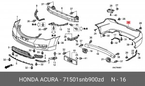 Бампер задний 71501SNB900ZD HONDA