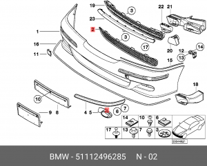 Решетка бампера 51 11 2 496 285 BMW