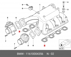Прокладка, впускной коллектор 11 61 0 004 356 BMW