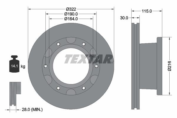Тормозной диск 93128200 TEXTAR