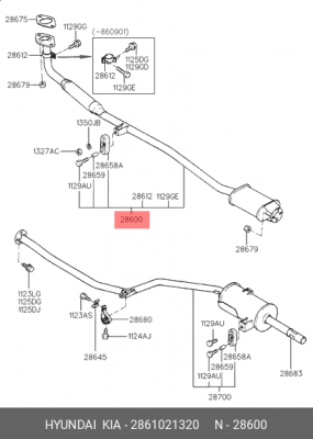 Предглушитель выхлопных газов 2861021320 HYUNDAI KIA