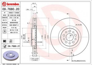 Тормозной диск 09.7680.20 BREMBO