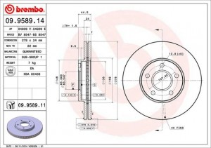 Тормозной диск 09.9589.14 BREMBO