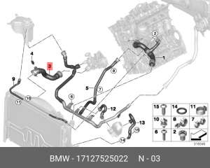 Шланг 17 12 7 525 022 BMW