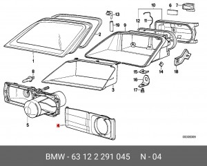 Облицовка, основная фара 63 12 2 291 045 BMW