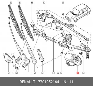 Двигатель стеклоочистителя 7701052164 RENAULT