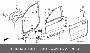 Петля - шарнир открывания двери 67420SWWE01ZZ HONDA