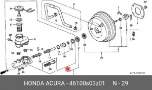 Главный тормозной цилиндр 46100S03Z01 HONDA