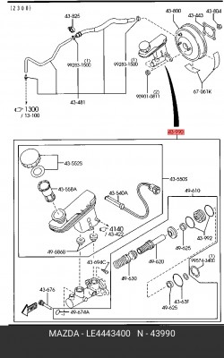 Главный тормозной цилиндр LE4443400 MAZDA