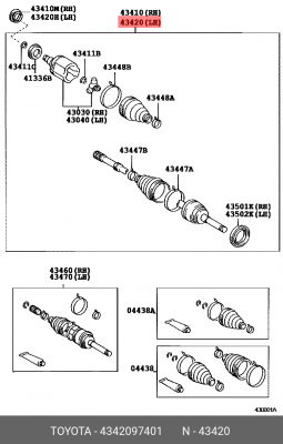 Вал привода колеса в сборе с ШРУСами 43420-97401 DAIHATSU